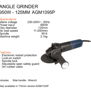 angle grinder 950w to 125mm agm1095p dealers in Bangalore