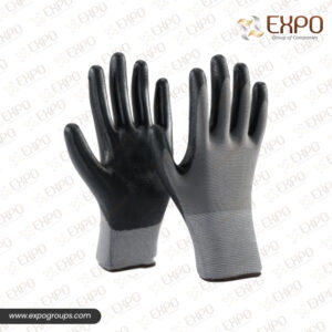 13G Black Nylon Palm Coated Black PU Glove