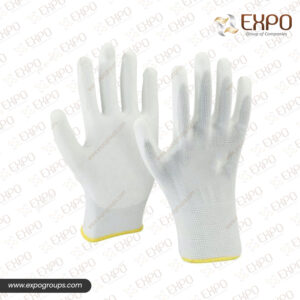 13G White Nylon, Palm Coated White PU GLOVES