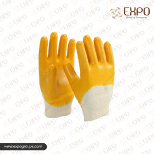 Yellow Latex, Open Back, Knit Wrist, Woven Line GLOVES